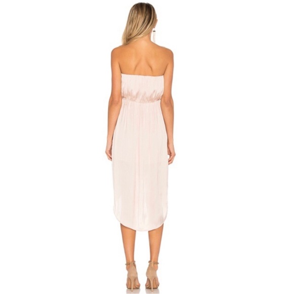 Lovers + Friends Night Lights Strapless Satin Midi Dress Champagne Sz XS Fairy - Picture 3 of 16